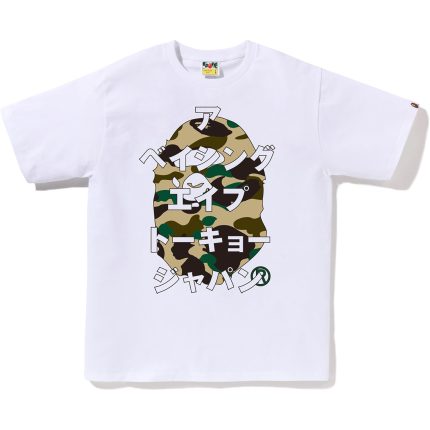 White 1ST CAMO BAPE KATAKANA TEE MENS