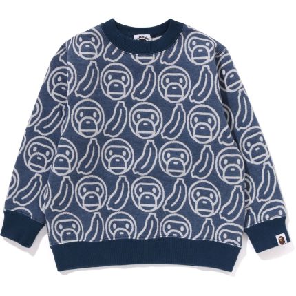 BANANA MILO KNIT JACQUARD CREWNECK SWEATSHIRT
