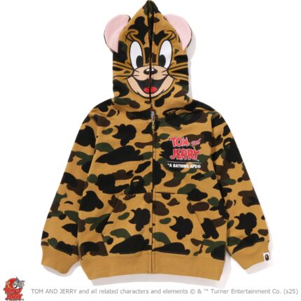 BAPE X TOM AND JERRY 85TH – JERRY 1ST CAMO ZIP HOODIE KIDS