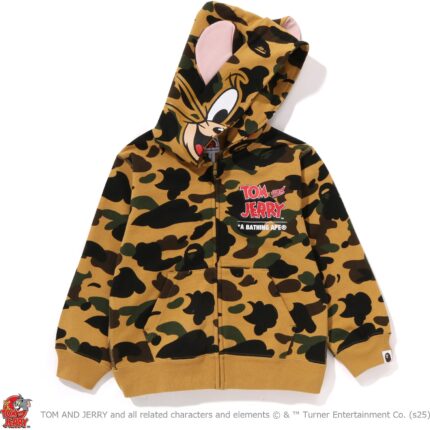BAPE X TOM AND JERRY 85TH – JERRY 1ST CAMO ZIP HOODIE KIDS