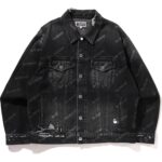 BAPE HEXAGRAM LASER DESTROY DENIM JACKET MENS